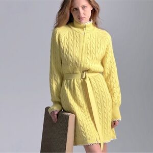 Clare Cableknit Belted Acrylic Sweater Dress